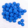 top view of a pile of 20mm Blue with Clear Rhinestone Bubblegum Beads