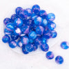 top view of a pile of 20mm Bright Blue Illusion Glitter Bubblegum Bead