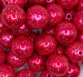 20mm Sunset Red with Glitter Faux Pearl Bubblegum Beads