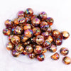 top view of a pile of 20mm Brown / Orange Marbled Bubblegum Beads