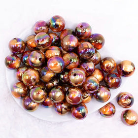 20mm Brown / Orange Marbled Bubblegum Beads