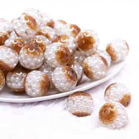 20mm Brown Captured Pearls Bubblegum Bead