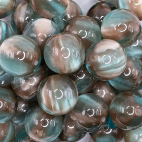 20mm Greenish Brown Illusion Glitter Bubblegum Bead