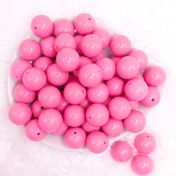 top view of a pile of 20mm Bubblegum Pink Solid Bubblegum Beads