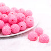 front view of a pile of 20mm Bubblegum Pink with Clear Rhinestone Bubblegum Beads