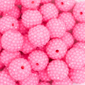 20mm Bubblegum Pink with Clear Rhinestone Bubblegum Beads