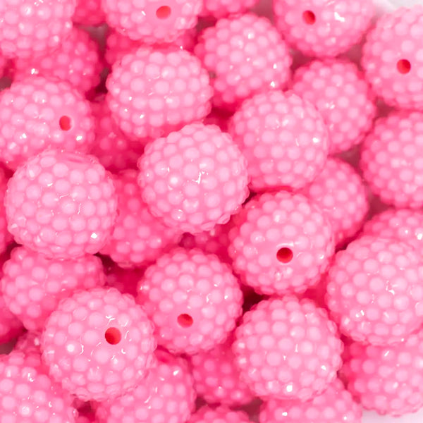 close up view of a pile of 20mm Bubblegum Pink with Clear Rhinestone Bubblegum Beads