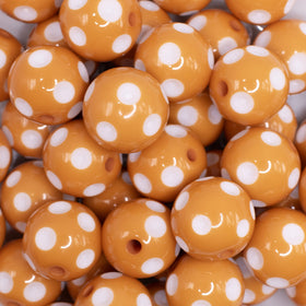 20mm Caramel with White Polka Dots Acrylic Bubblegum Beads