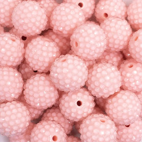 20mm Carnation Peach with Clear Rhinestone Bubblegum Beads