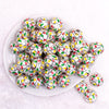 top view of a pile of 20mm Christmas Lights Print Acrylic Bubblegum Beads