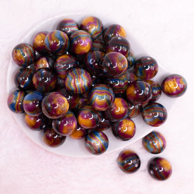20mm Brown Colorful Marbled Bubblegum Beads