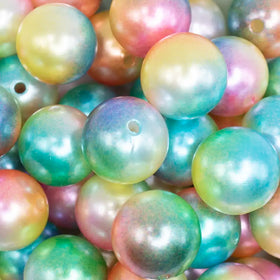 20mm Colorful Ombre Shimmer Faux Pearl Bubblegum Beads