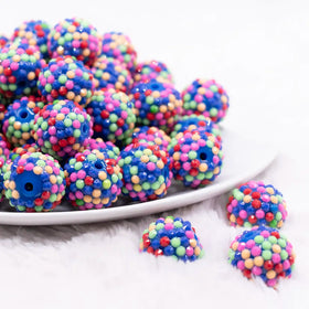 20mm Confetti Rhinestone Bubblegum Beads