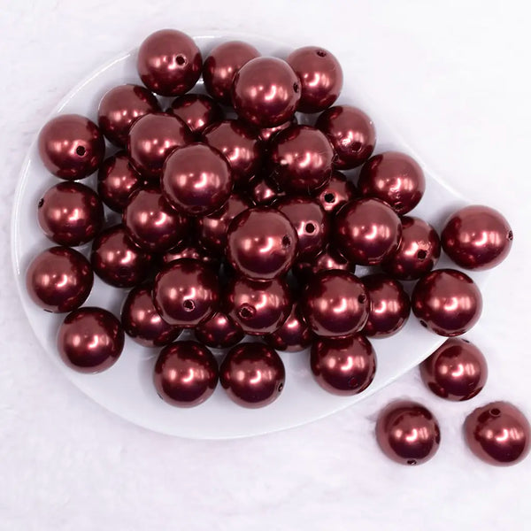 top view of a pile of 20mm Copper Brown Faux Pearl Bubblegum Beads