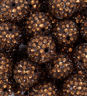 20mm Copper Brown Rhinestone Bubblegum Beads