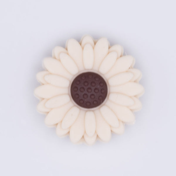 top view of a cream 20mm Silicone Daisy Focal Beads