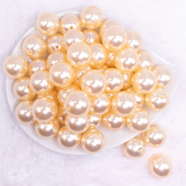 top view of a pile of 20mm Cream Faux Pearl Bubblegum Beads