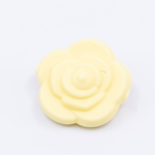 cream Yellow 20mm Rose Silicone Focal Beads