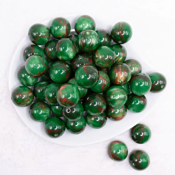 20mm Dark Green Illusion Glitter Bubblegum Bead