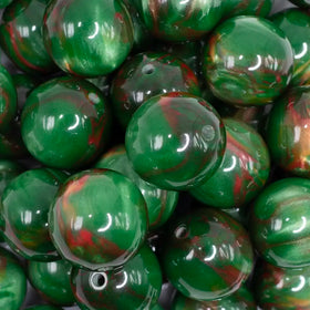 20mm Dark Green Illusion Glitter Bubblegum Bead