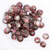 top view of a pile of 20mm Dark Tea Rose Illusion Glitter Bubblegum Bead