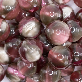 20mm Dark Tea Rose Illusion Glitter Bubblegum Bead