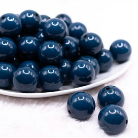 20mm Denim Blue Solid Bubblegum Beads