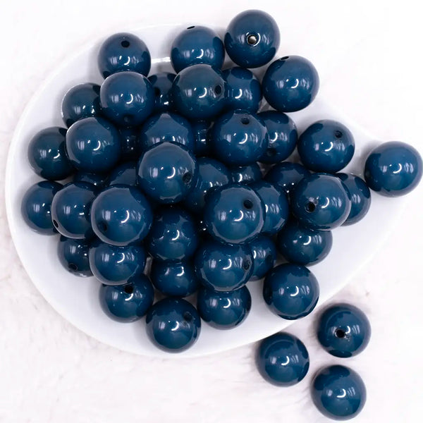 top view of a pile of 20mm Denim Blue Solid Bubblegum Beads