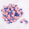 top view of a pile of 20mm American Flag Patriotic AB Print Chunky Acrylic Bubblegum Beads