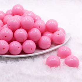 20mm Flamingo Pink Solid Bubblegum Beads