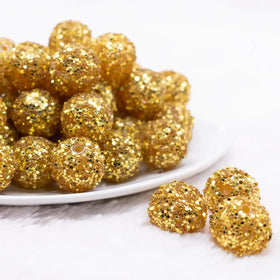 20mm Gold Sequin Confetti Bubblegum Beads