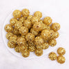 top view of a pile of 20mm Gold Sequin Confetti Bubblegum Beads