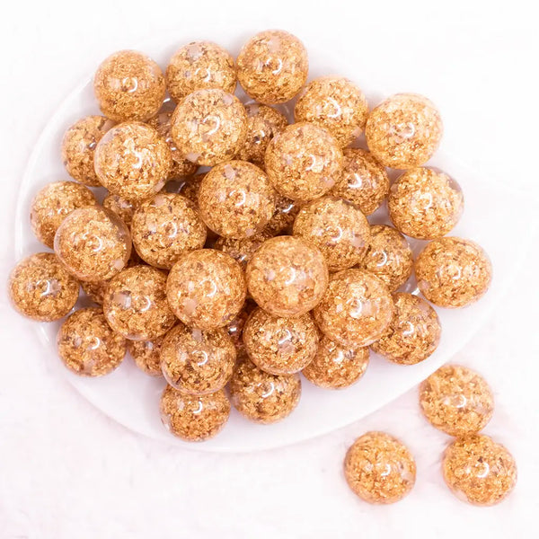 top view of a pile of 20mm Gold Flaked Acrylic Bubblegum Beads