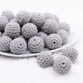 20mm Gray Crochet wooden bead