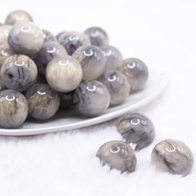 20mm Gray Luster Bubblegum Beads