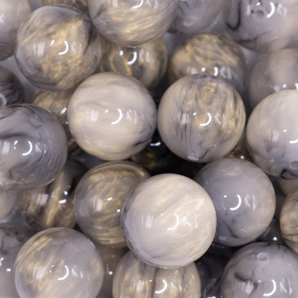 close up view of a pile of 20mm Gray Luster Bubblegum Beads