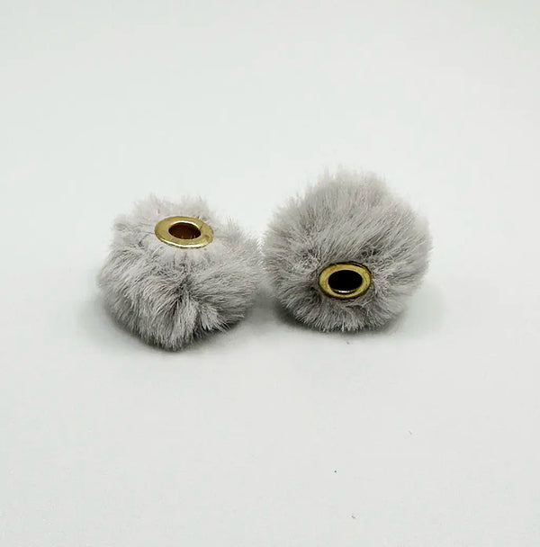 front view of gray 20mm Furry Plush Spacer Beads