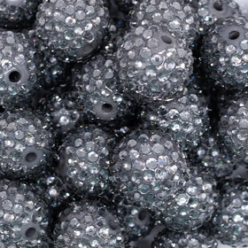 20mm Gray Rhinestone Bubblegum Beads