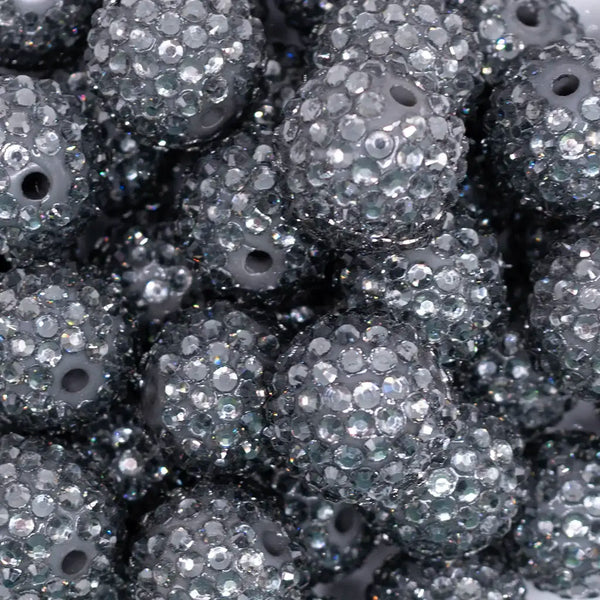 close up view of a pile of 20mm Gray Rhinestone Bubblegum Beads