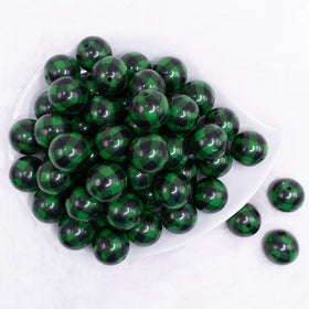 20mm Green and Black Plaid Bubblegum Beads