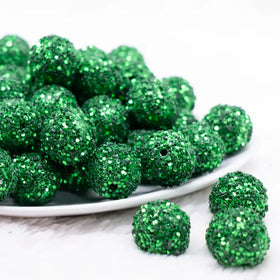 20mm Christmas Green Sequin Confetti Bubblegum Beads