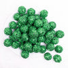 top view of a pile of 20mm Christmas Green Sequin Confetti Bubblegum Beads