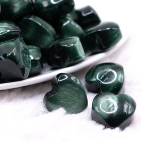 20mm Green Opal Heart Shaped Acrylic Beads