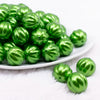 front view of a pile of 20mm Green Pearl Pumpkin Shaped Bubblegum Bead