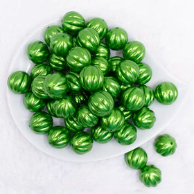 20mm Green Pearl Pumpkin Shaped Bubblegum Bead