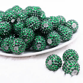 20mm Green Rhinestone on clear Bubblegum Beads - imperfect