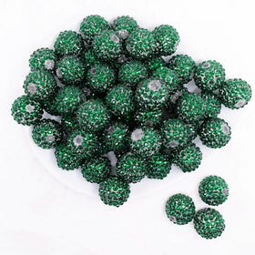 20mm Green Rhinestone on clear Bubblegum Beads - imperfect