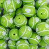 close up view of a pile of 20mm White Shamrock on Green Acrylic Bubblegum Beads