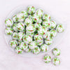 top view of a pile of 20mm Holly Print Acrylic Bubblegum Beads