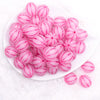 top view of a pile of 20mm Hot Pink Frosted Pumpkin Shaped Bubblegum Bead